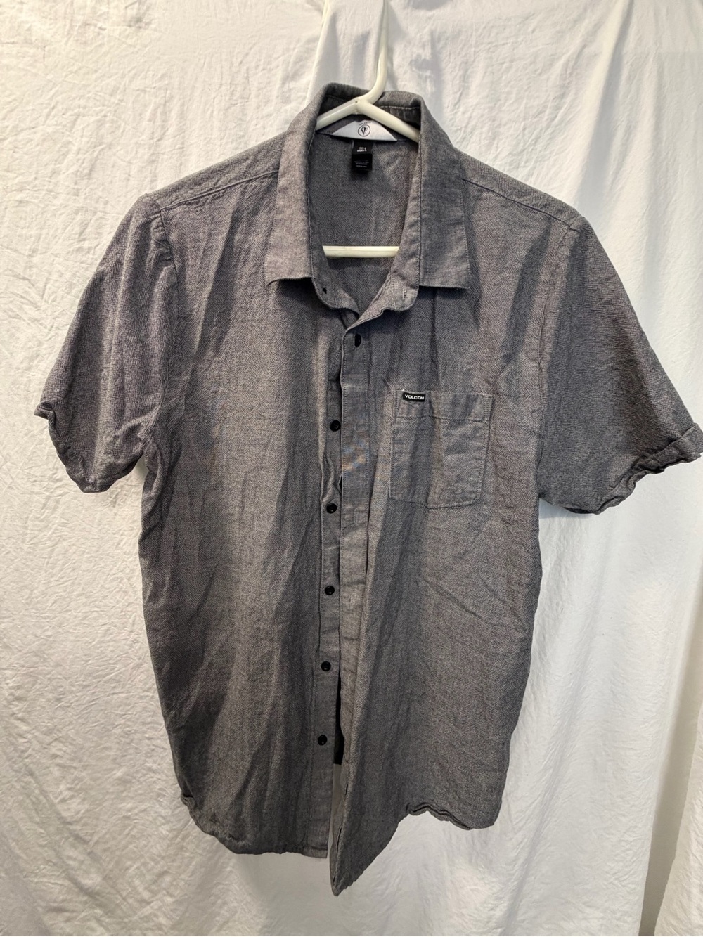 Volcom Men’s Heather Gray Short-Sleeve Button-Up Shirt